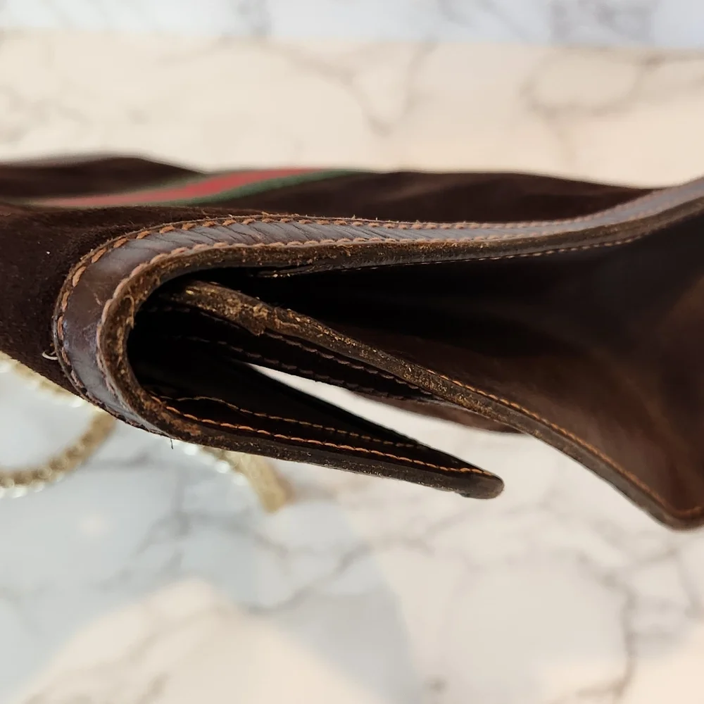 Vintage GUCCI Sherry Line Brown Suede Clutch - Picture 8 of 11